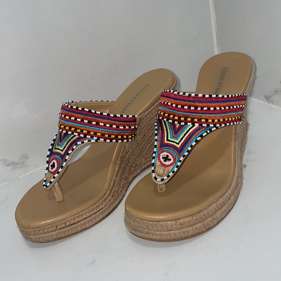 Boho Embroidered and Beaded Sandals / Wedges - Picture 4 of 11